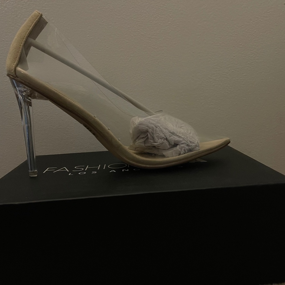 Clear and tan heel